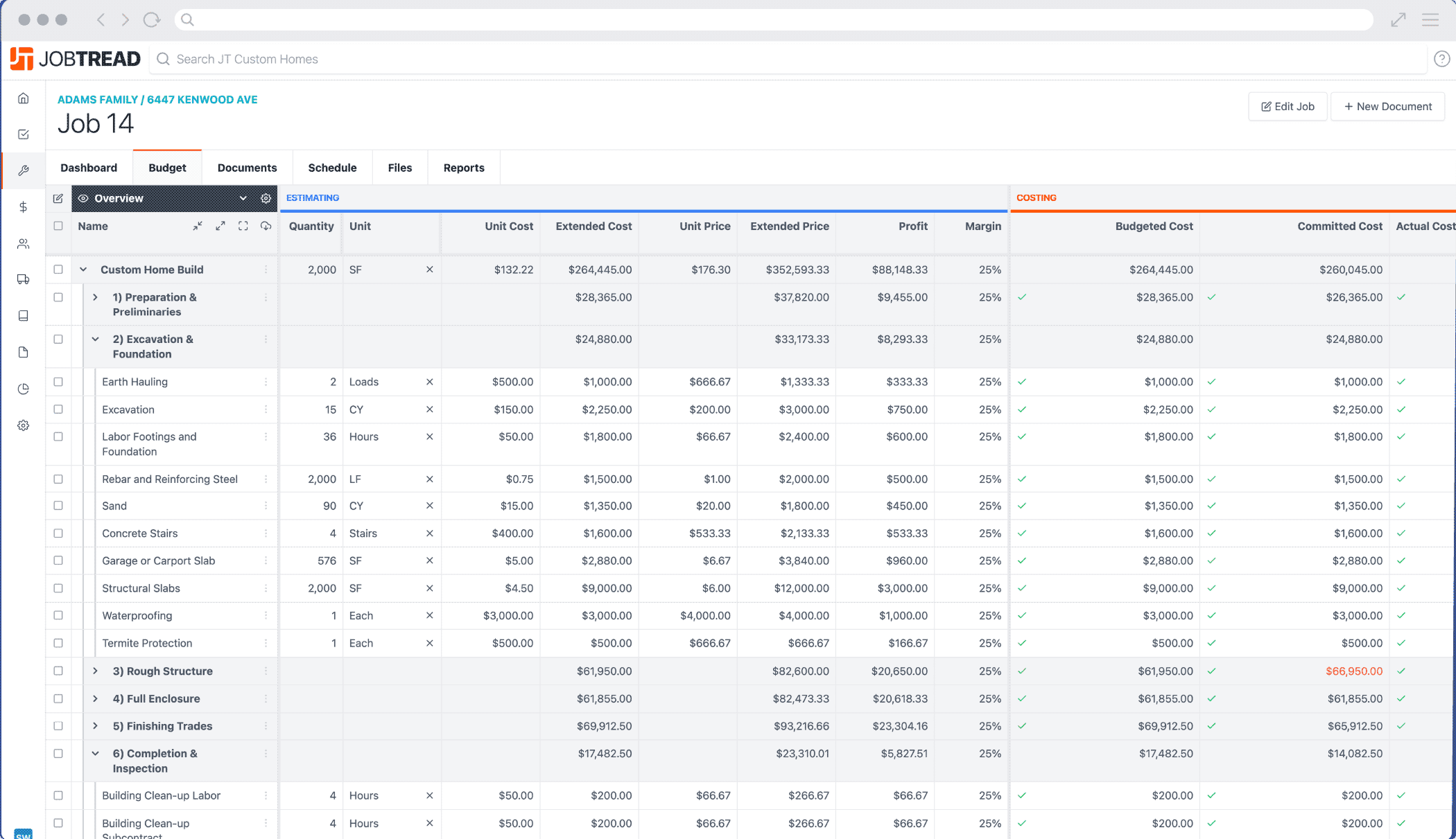 JobTread project dashboard